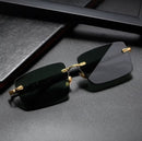 Óculos De Sol Retro Designer Cartier Sem Aro Lentes De Corte