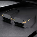 Óculos De Sol Retro Designer Cartier Sem Aro Lentes De Corte