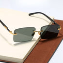 Óculos De Sol Retro Designer Cartier Sem Aro Lentes De Corte