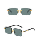 Óculos De Sol Retro Designer Cartier Sem Aro Lentes De Corte