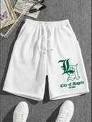 Bermuda moletom Streetwear LA branco e verde