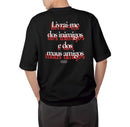 Camiseta Abstract preta "Livrai-me dos inimigos e dos maus amigos"