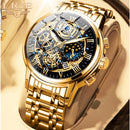 Relógio Masculino LIGE Relógio moda negócios esportes quartzo dourado com preto