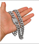 Corrente Ice cravejada cuban 20mm aço inoxidável com zircônia