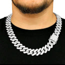 Corrente Ice cravejada cuban 20mm aço inoxidável com zircônia