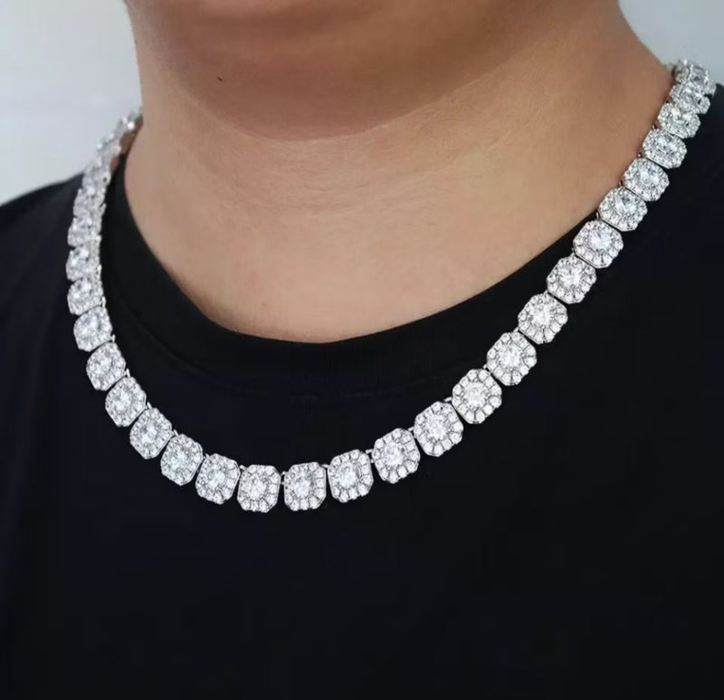 Corrente ice cravejado zircônia Riviera 12mm prata