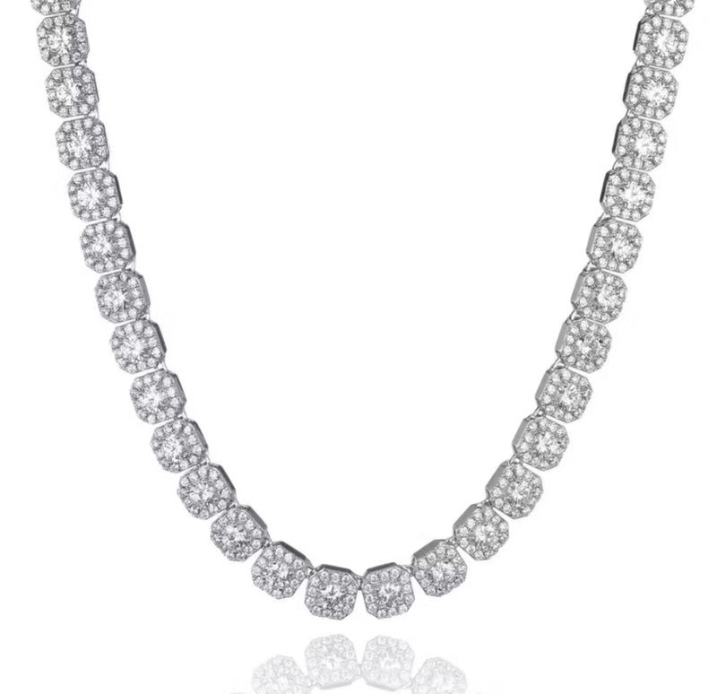Corrente ice cravejado zircônia Riviera 12mm prata