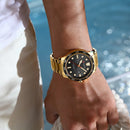 Relógio Masculino curren Moda Casual Negócios Esportes Aço Inoxidável Quartzo preto com dourado